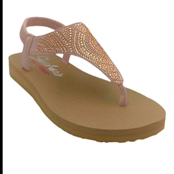 Sketchers Cali Yoga Mat Rhinestone Sandals Women’s Size 7 - Picture 1 of 10